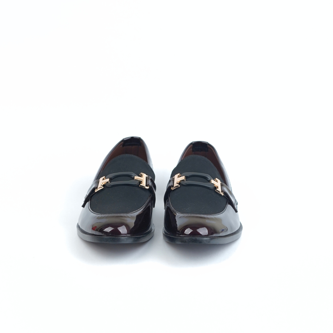 Maroon-Black Patent Slip-Ons
