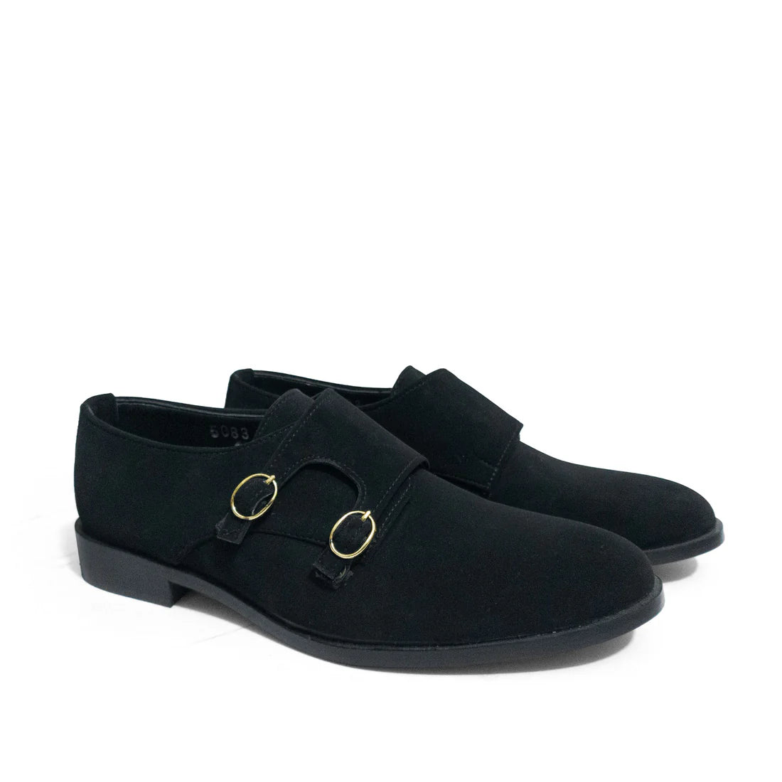 Double Monk Black Suede