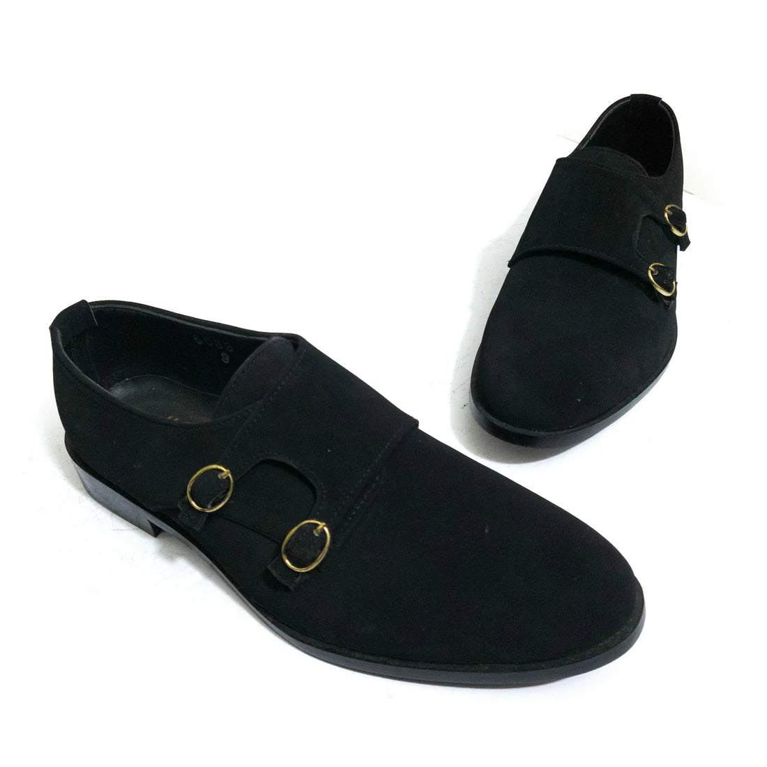 Double Monk Black Suede